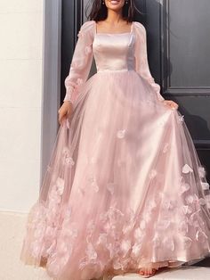 A-Line Prom Dresses Maxi Dress Sweet 16 Floor Length Long Sleeve Scoop Neck Tulle with Appliques Butterfly 2023 2023 - US $139.99 Maxi Dress Wedding Guest, Dress Wedding Guest, A Line Prom Dresses, Sweet 16 Dresses, Maxi Dress Wedding, Maxi Robes, Sweet Dress, Homecoming Dress, Dress Wedding