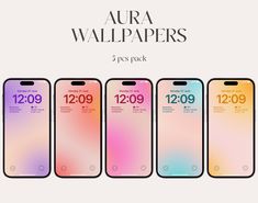 four iphones with different color and size options