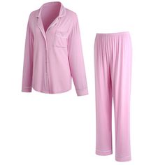 Womens Terno Pajama Set Soft PJ Long Sleeve Size: XL, Color: Pink | Alwyn Home Andrina Womens Pajama Set Button Down Sleepwear Long Sleeve Nightwear Long Pants Pj Set S-XXL Polyester, Size 34.0 H x 44.0 W in | Wayfair Purple Pajamas, Womens Pajama, Pastel Girl, House Clothes, Lounge Dress, Button Front Top, Womens Pyjama Sets, Gifts For Your Mom, Body Heat