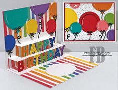 a birthday card with balloons on it and a greeting card that says happy birthday to you