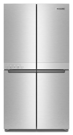 a stainless steel refrigerator freezer with two doors