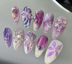 Purple Gel Nails, Yeri Mua, Bubble Nails, Purple Nail Designs, Vibrant Nails, Nail Ring, Get Nails