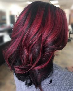 Pre-Bleached Burgundy Highlights for Black Hair Highlights Burgundy, Burgundy Hair With Highlights, Deep Burgundy Hair, Burgundy Red Hair, Dark Burgundy Hair, Burgundy Hair Dye, Burgundy Highlights