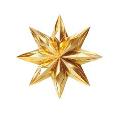 a golden origami star on a white background