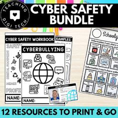 Everything you need to teach and support your online safety and cyber safety unit! This set of 13 internet safety worksheets and activities will make your teaching easier! This pack includes all of our best selling cyber safety workbooks, posters and flip books! cyber safety workbook | internet safety worksheets | online safety worksheets | cyber safety worksheets | internet safety worksheets printable | e safety worksheets | internet safety worksheets for elementary students | internet safety w Internet Safety Worksheet, Worksheets For Elementary Students, E Safety, Internet Safety Activities, Safety Worksheets, Worksheets For Elementary, Safety Activities, Internet Safety For Kids, Safety Week