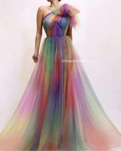 Rainbow Wedding Dress, Teuta Matoshi, Diy Vetement, Rainbow Outfit, Rainbow Fashion, Rainbow Dress, Dress Shapes, Beautiful Gowns, Fancy Dresses