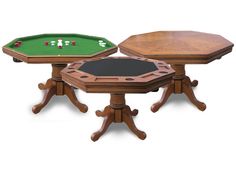 Hathaway Kingston 48" Poker Table Combo Set - oak finish Round Poker Table, Bumper Pool Table, Bumper Pool, Multi Game Table, Backgammon Table, Hardwood Table, Walnut Table, Pool Cues, Pool Supplies