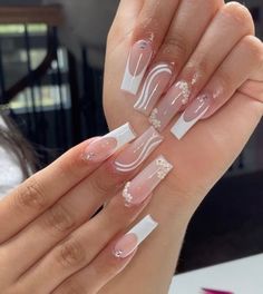 Graduation Nails, White Acrylic Nails, Bride Nails, Acrylic Nails Coffin Short, Pink Acrylic Nails, Luxury Nails, Fire Nails