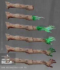 an image of zombie arm reconstructions with green paint