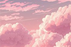 the sky is filled with pink clouds