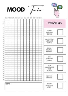 Mood Tracker Printable: Track Your Emotions and Improve Your Mental Health yearplanner #plannergratis #freegoalplannerprintables #workplanner. Emotions Tracker, Bullet Journal Topics, Mood Tracker Printable, Agenda Printable, Study Planner Printable, Bullet Journal Ideas Templates, To Do Planner