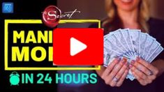 a woman holding money in her hands with the words mani mo in 24 hours