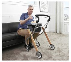 Stander Let's Go Indoor Rollator by Trust Care - QVC.com Mobility Walkers, Food Trolley, Narrow Hallways, Walker Accessories, Tv Trays, Plastic Tray, Mobility Aids, Swivel Wheels, Small Places