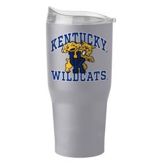 the kentucky wildcats travel mug is shown