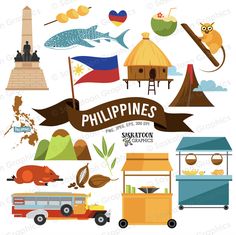 an illustration of the philippines with different things to see and do on it's side