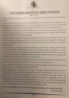 The Dumb and Deaf Spirit Prayer -Rebecca King Ministries Prayers That Rout Demons, Chain Breaking, Prayer For Monitoring Spirits, Monitoring Spirits Prayer, Rebecca King, Praying Mother, Spiritual Fast, Petition Prayer