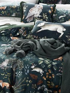 an image of a bed with animals on it