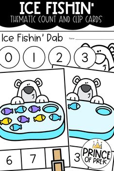 the ice fish and clip cards for counting