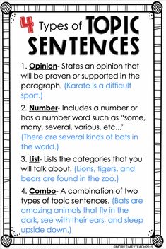 the four types of topic sentences that you can use to help students understand what they are