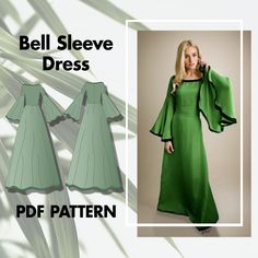 the bell sleeve dress sewing pattern is easy to sew