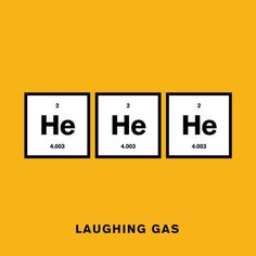 the chemical symbol for laughing gas is shown in black and white on an orange background