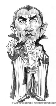 a caricature drawing of dracula