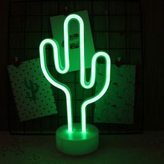 White Plastic Cartoon Led Table Light For Bedroom With Contemporary Neon Night Lighting / Battery B Basement Colors, Neon Cactus, Small Led Lights, Led Decoration, Led Night Lamp, Led Light Lamp, Neon Nights, Lambada, Table Led