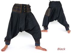 Samurai pants men women Ninja Pants Wide Leg Pants Boho Hippie Pants Aladdin Pants Handcrafted from 100% cotton Airy, super comfortable cotton pants made of light, comfortable to wear cotton. The ideal pants for leisure, sport and wherever it should be loose and comfortable :-) Special features: Elastic waist with drawstring, 1 pocket Size: One Size fits all - elastic waist with drawstring Fits for US-Size 4 - 12 Circumference (waist): 27 - max. 38 inch Circumference (hip): up to max. 48 inch Le Black Cotton Harem Bottoms, Black Cotton Harem Pants For Festival, Cotton Harem Pants With Hip Pockets, Traditional Cotton Parachute Pants With Pockets, Traditional Baggy Cotton Bottoms, Baggy Cotton Harem Pants With Hip Pockets, Women Ninja, Pantalon Thai, Boho Hippie Pants