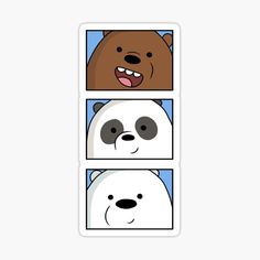 three polar bears with different expressions sticker