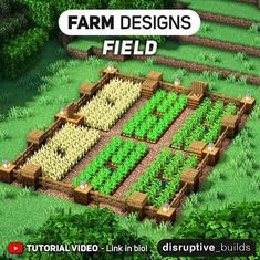 Minecraft Shed Ideas, Minecraft Field Ideas, Minecraft Village Layout, Aesthetic Minecraft Farm, Minecraft Farm Ideas Crops, Minecraft Farm Design