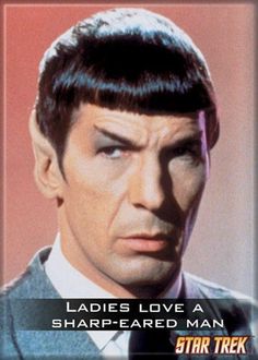 an advertisement for the star trek movie, ladies love a sharp - faced man with black hair