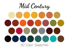 the color swatches for mid century are all different colors, and they appear to be very