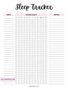 Cute & free sleep tracker printable! This sleep tracker is perfect for adding to your health binder, personal planner, life planner or simply using to help you build better sleeping habits. More cute color schemes and template designs are in the blog post. Just save your favorite one and print! | printable sleep logs for bullet journals | daily sleep trackers | monthly sleep trackers | yearly sleep trackers | symptom tracker | health planner | medical binder | jellymemos.com