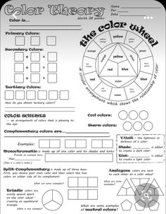 the color wheel worksheet for students to practice their primary colors and how they use it