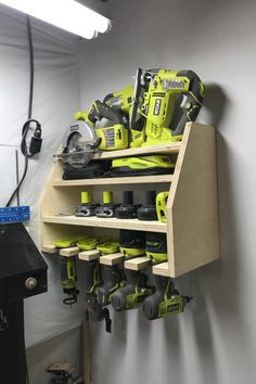 a bunch of tools that are on a shelf