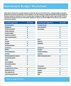 the printable retirement budget worksheet is shown in blue and white, as well as