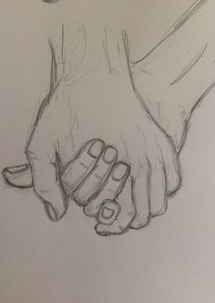 two hands are holding each other while one holds the other's hand in pencil