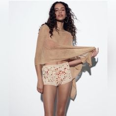 Nwt Zara Ecru Knit Crochet Shorts Blog Fav Size S Color Beige Cream Brand New With Tags Blog Fav - Out Of Stocks Zara Ecru Knit/Crochet High Waisted Shorts With Side Hidden In -Seam Zipper Size S Shorts De Zara Agotados Virales En Crochet Nuevos Con Etiqueta Talla S The Object In Question Is New With Tags And It Is In Good Condition And I Tried To Take As Many Photos As Possible To Give The Most Truthful Version Of The Object But Even With A Camera It Is Impossible To Capture Every Little Detail Beige Stretch Crochet Top For The Beach, Summer Stretch Pointelle Knit Bottoms, Summer Pointelle Knit Bottoms, Beige Stretch Crochet Top For Vacation, Beige Stretch Crochet Top, Beige Bottoms With Crochet Trim For Spring, Spring Beige Bottoms With Crochet Trim, Beige Summer Crochet Top For Day Out, Beige Crochet Summer Top For A Day Out