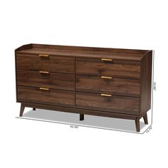 Baxton Studio Lena Mid-Century Modern Walnut Brown Finished 6-Drawer Wood Dresser FredCo theFredCo Dresser Brown, Chest Cabinet, Brown Dresser, Walnut Dresser, Mid Century Dresser, Mid Century Modern Dresser, Wood Tones, Wood Dresser, Baxton Studio