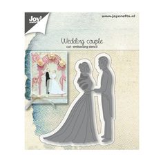 a wedding card with the silhouettes of a bride and groom