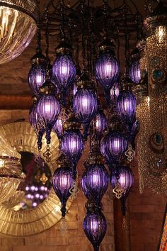 Gothic Lighting Chandeliers, Modern Goth Chandelier, Peacock Colored Chandelier, Bohemian Painted Chandelier, Chandelier To Lamp, Purple Goth Furniture, Whimsicle Chandelier, Purple Whimsigothic Bedroom, Hanger Chandelier