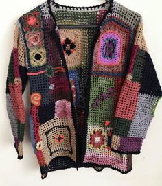 Patchwork Cardigan Made With All Seasons Cotton Granny Squares S-M Size | eBay Crochet Granny Square Sweater, Square Sweater, Boho Style Bag, Unique Cardigan, Granny Square Cardigan, Patchwork Kimono, Granny Square Sweater, Square Cardigan, Silly Clothes