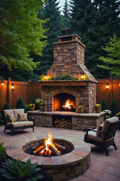 Cozy Courtyard 36 Fireplace featuring IntelliFire, transforming a patio into a charming retreat with modern and traditional design elements, perfect for warm and relaxing outdoor gatherings. Fireplace Outside Fire Pits, Outdoor Fireplace With Pergola, Outdoor Rock Fireplace, Corner Outdoor Fireplace, Rustic Fireplace Decor, Outdoor Fireplace Brick, Cozy Courtyard, Outdoor Fireplace Ideas, Fireplace Inspiration