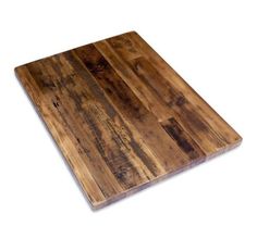 a wooden cutting board on a white background