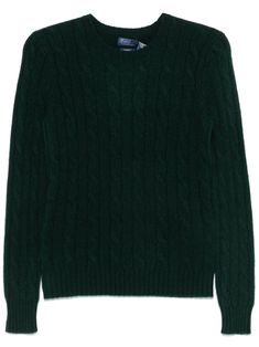 Find RALPH LAUREN Cable-knit Sweater on Editorialist. forest green cashmere cable knit crew neck long sleeves ribbed cuffs and hem unlined