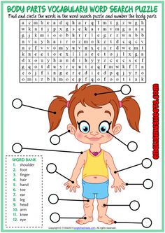 the body parts word search puzzle