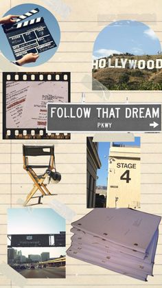 the collage shows different things that are in this photo, including movies and films