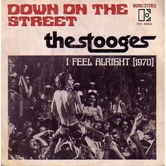 the stooges concert poster from 1970, featuring an image of a man standing on top of a crowd