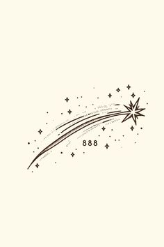 an ink drawing of a shooting star with the number eighty on it's side