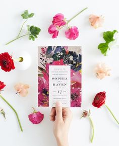 a person holding up a card with flowers around it and the text instagram paid parnership with mintedwedd